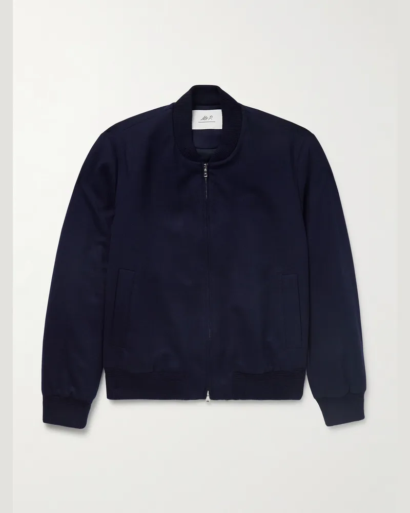 MR P. Wattierte Bomberjacke aus einer Kaschmirmischung Blau