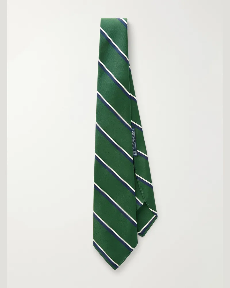 Ralph Lauren 9cm Striped Silk and Cotton-Blend Twill Tie Green