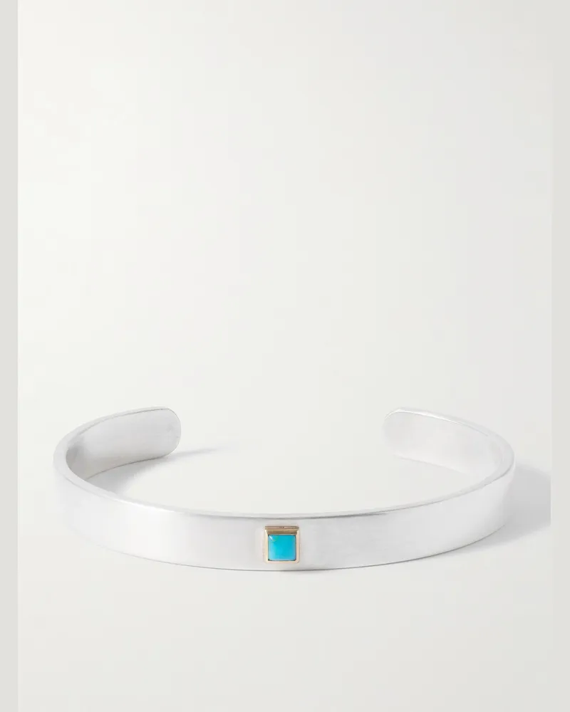 Peyote Bird Azul Sterling Silver, 14-Karat Gold and Turquoise Cuff Silver