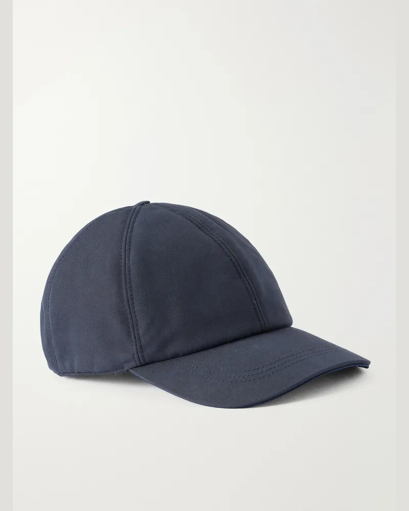 Canali Logo-Appliqué Cotton-Blend Cap Blue