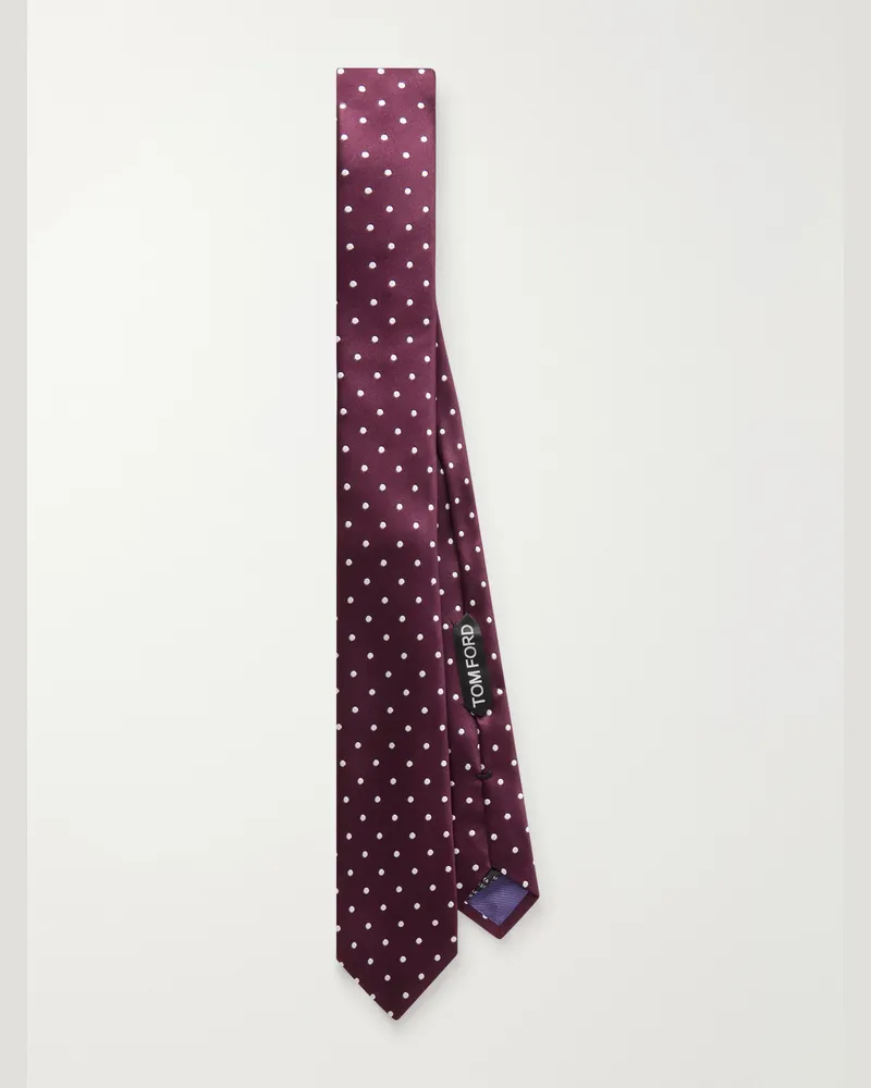 Tom Ford 6cm Polka-Dot Jacquard Silk-Satin Tie Purple