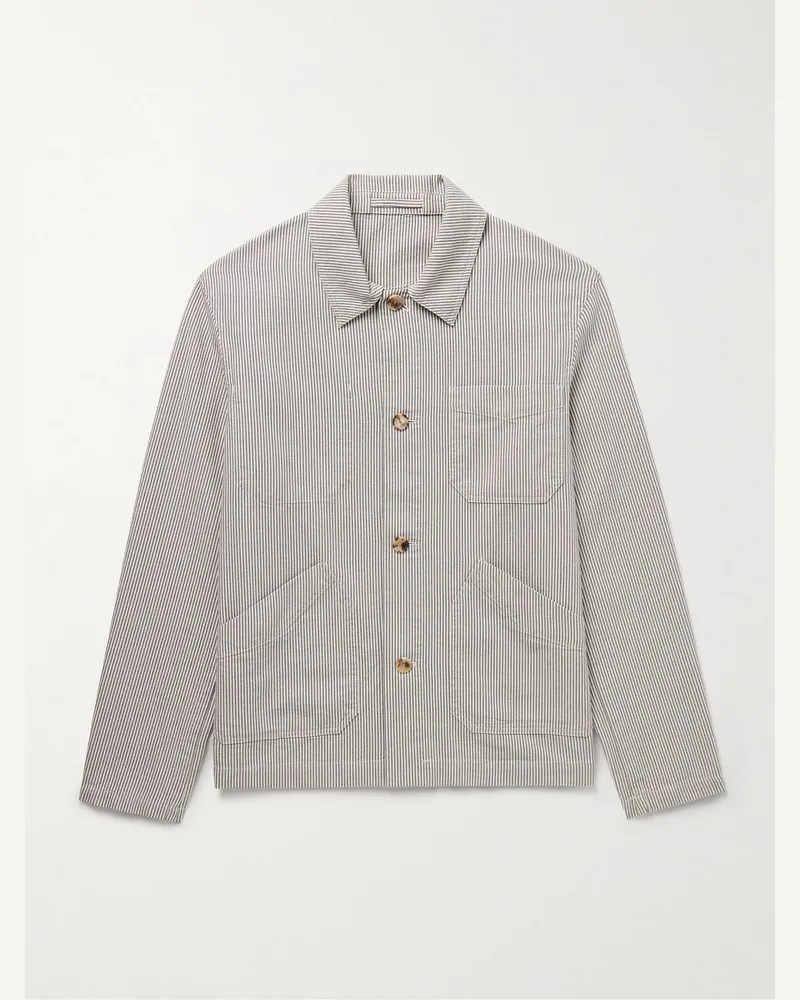 MR P. Striped Organic Cotton Chore Jacket Gray