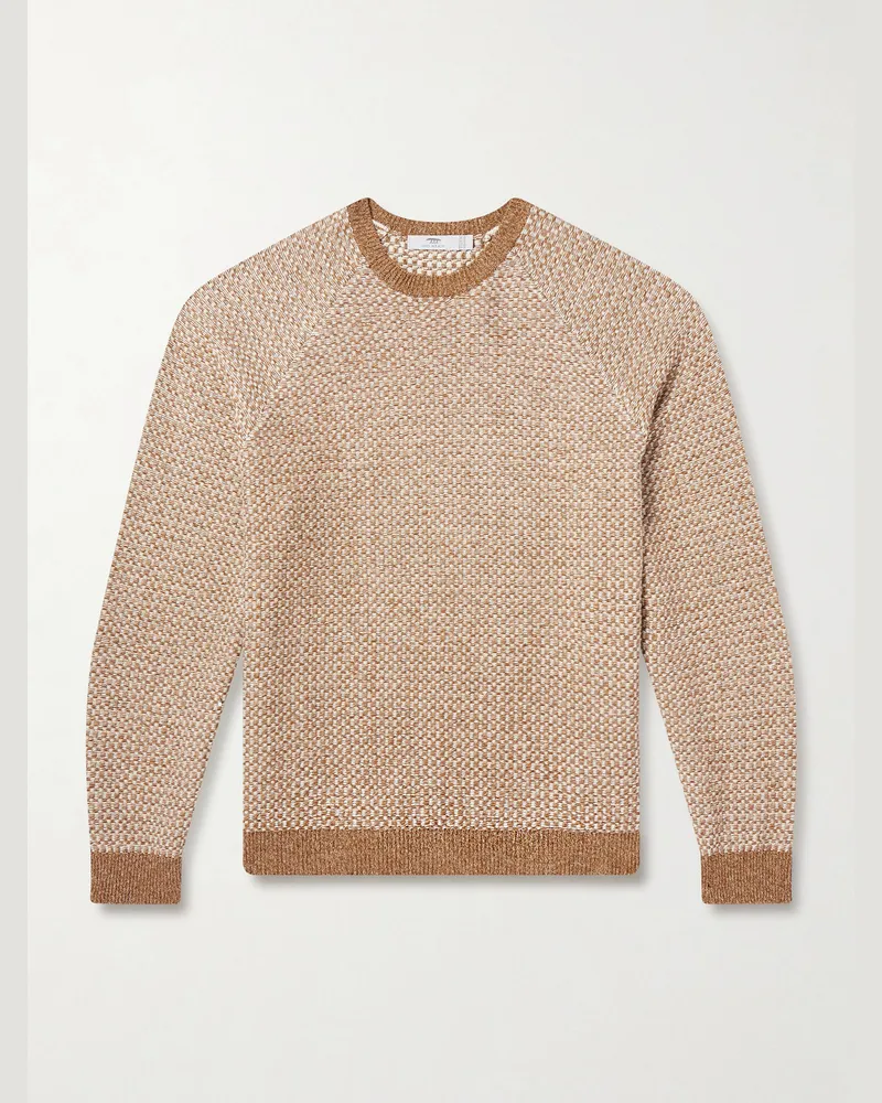 Inis Meáin Tonnta Linen, Cotton and Cashmere-Blend Sweater Brown