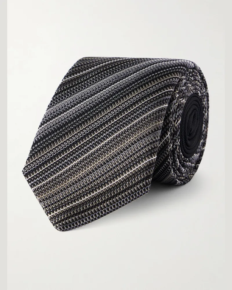 Missoni Krawatte aus gestreiftem Seiden-Jacquard, 7 cm Grau