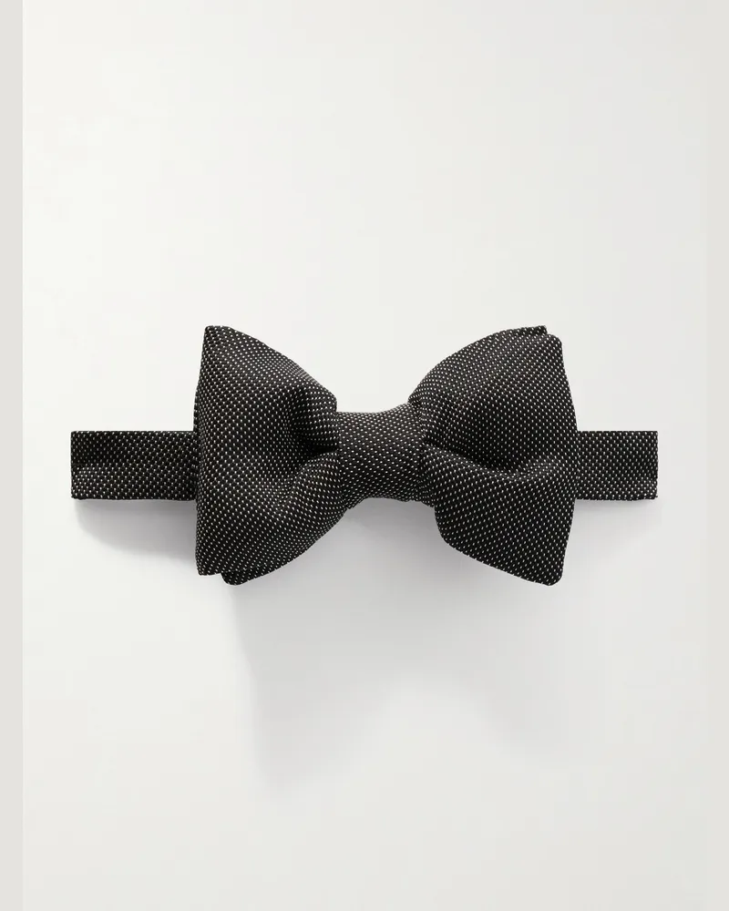 Tom Ford Vorgebundene Fliege aus Seidensatin mit Punkten Schwarz