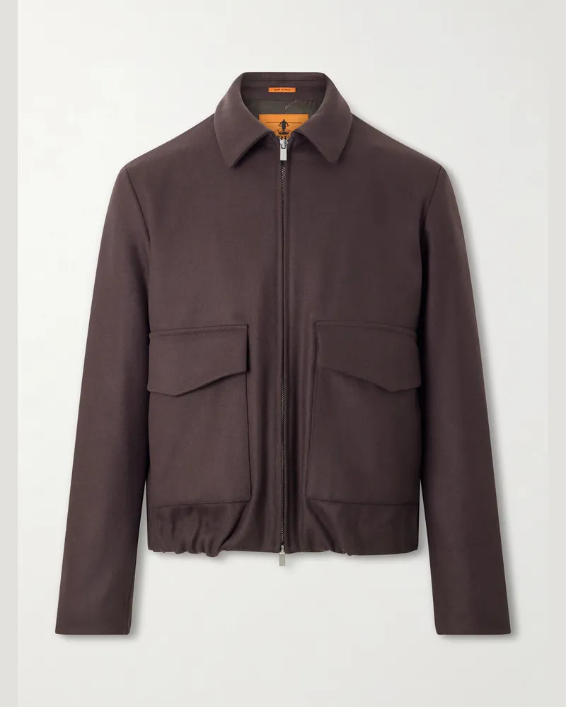 BARENA Wool-Blend Felt Blouson Jacket Brown