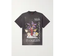 Evangelion T-Shirt aus Baumwoll-Jersey mit Print in Distressed-Optik