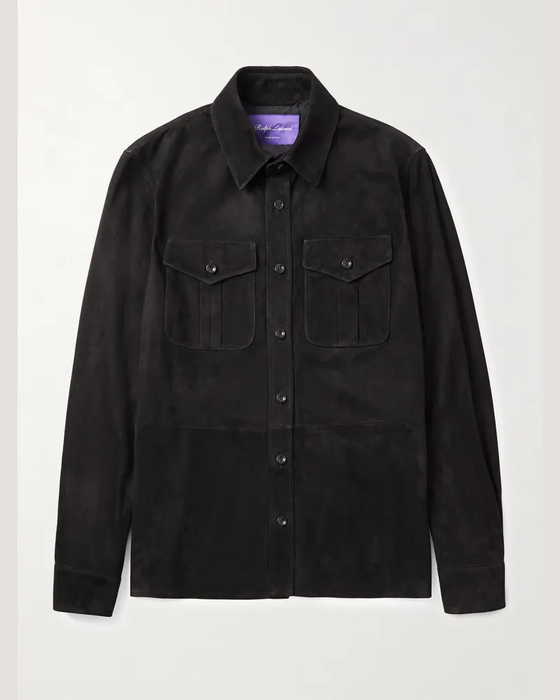 Ralph Lauren Barron Hemdjacke aus Veloursleder Schwarz