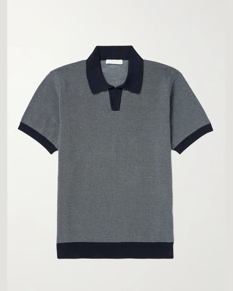 MR P. Honeycomb-Knit Organic Cotton Polo Shirt Blue