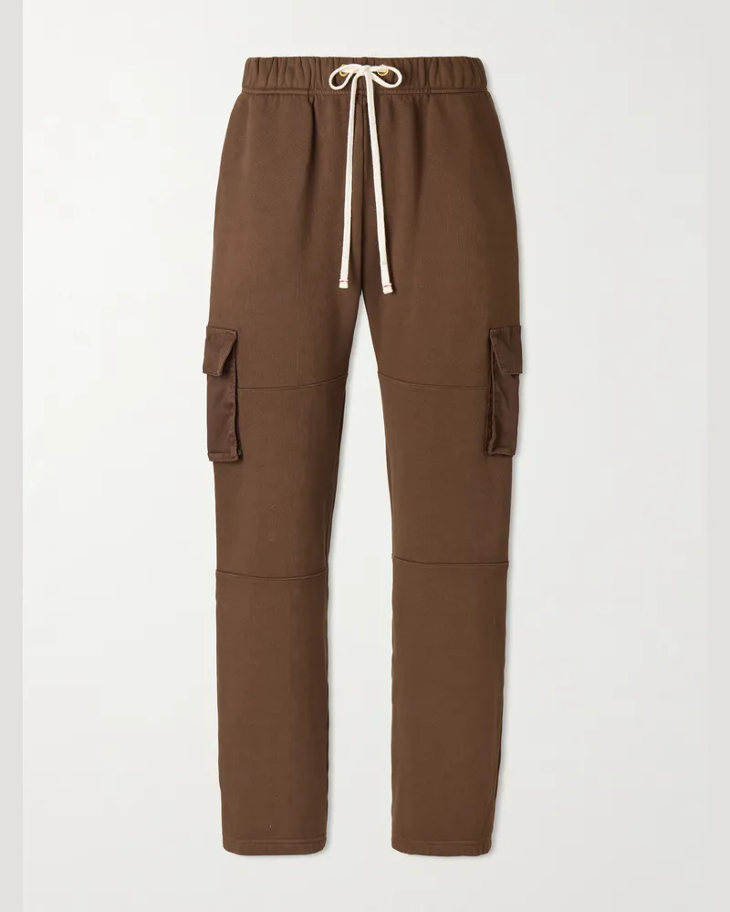 LES TIEN Gerade geschnittene Cargohose aus Baumwoll-Jersey mit Kordelzugbund Braun