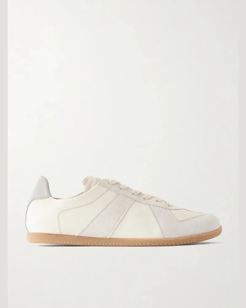 Maison Margiela Replica Suede-Trimmed Leather Sneakers Neutrals