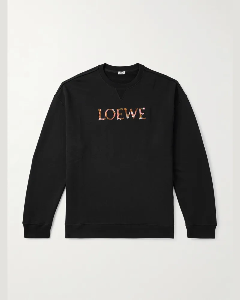 Loewe Sweatshirt aus Baumwoll-Jersey mit Logostickerei Schwarz