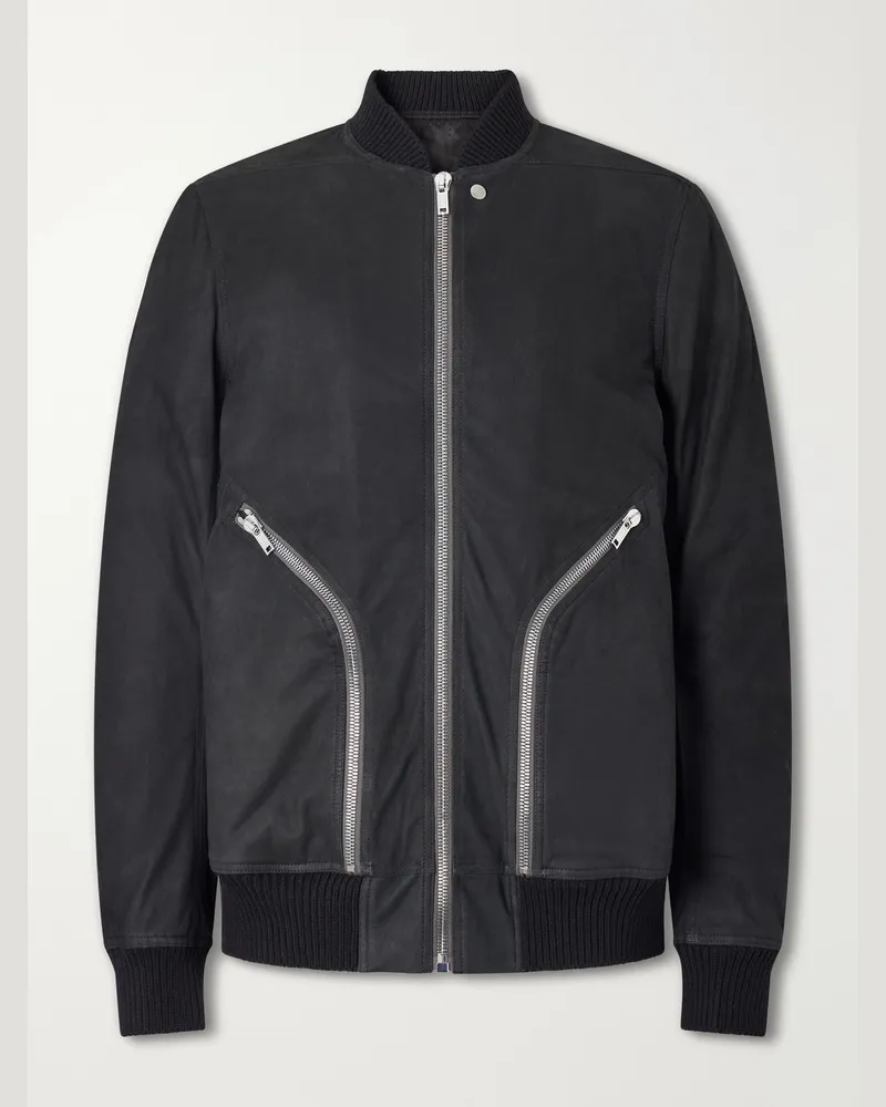 Rick Owens Bauhaus Leather Zip-Up Flight Jacket Black