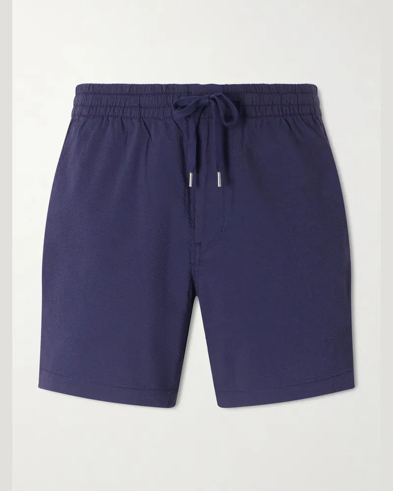 Ralph Lauren Cotton-Blend Seersucker Drawstring Shorts Blue
