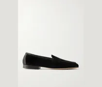 Polperro Leather-Trimmed Suede Penny Loafers