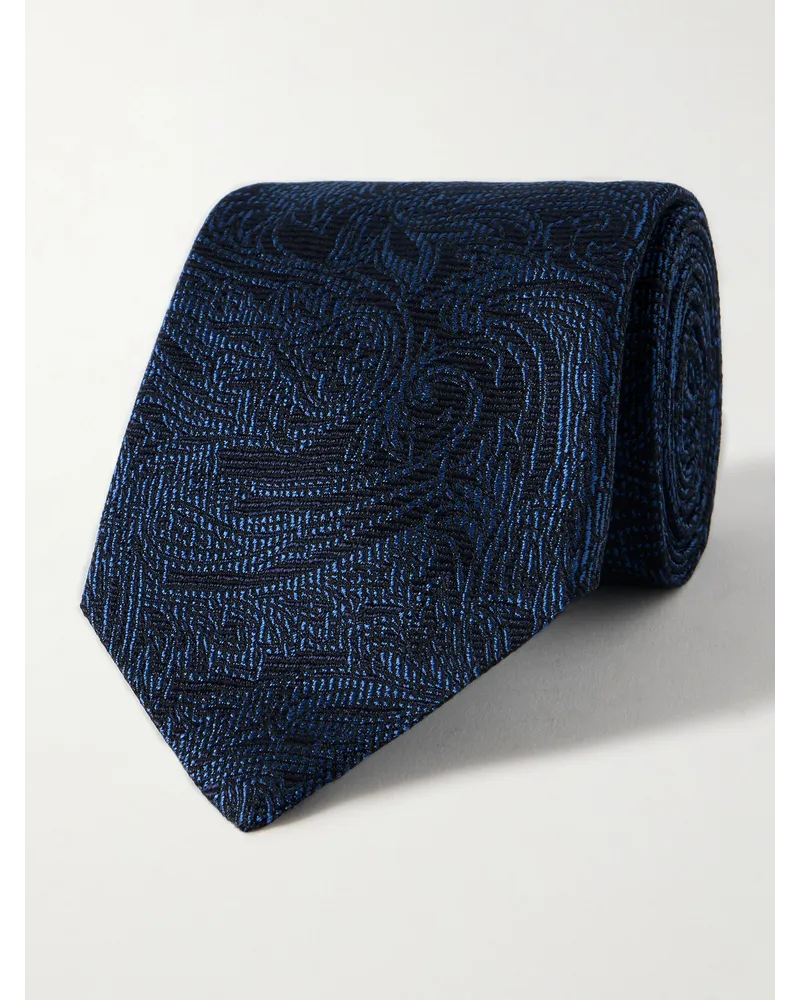 Etro Krawatte aus Seiden-Jacquard mit Paisley-Muster, 8 cm Blau