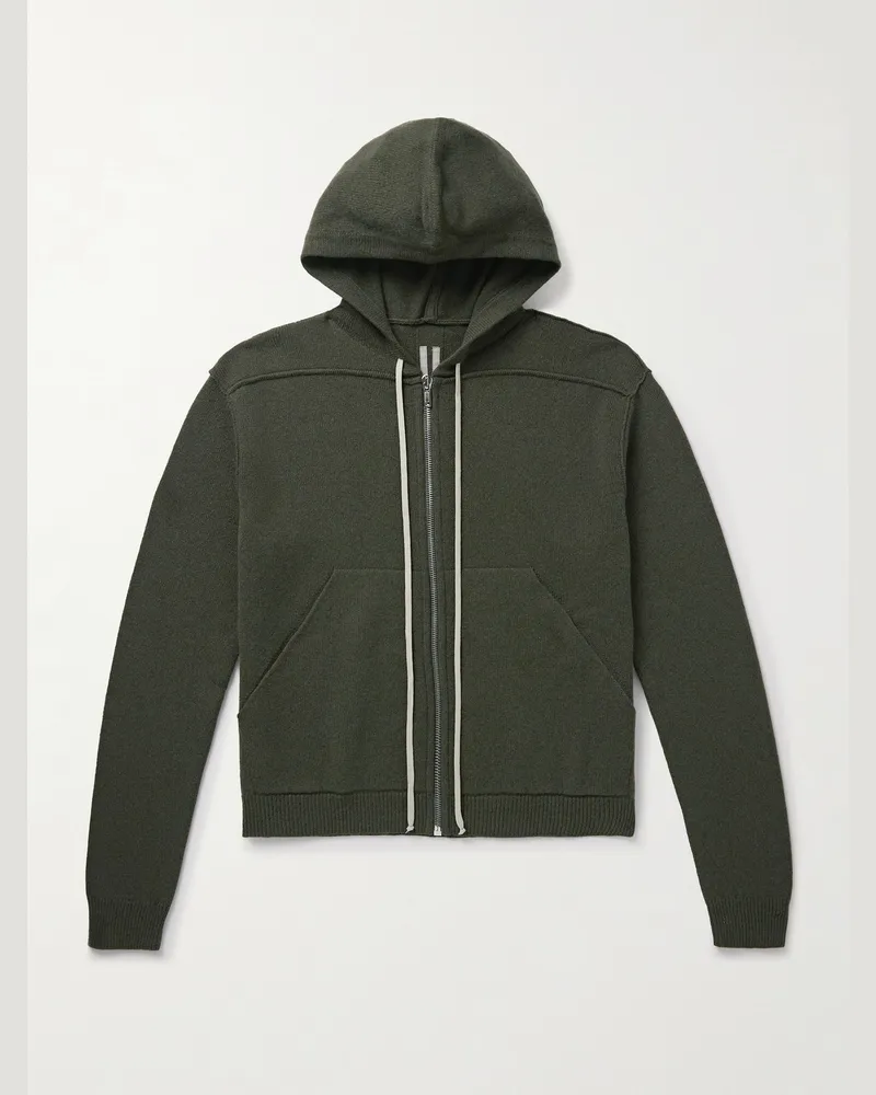 Rick Owens Kapuzenjacke aus Loden aus einer Kaschmir-Wollmischung mit Reißverschluss Grün