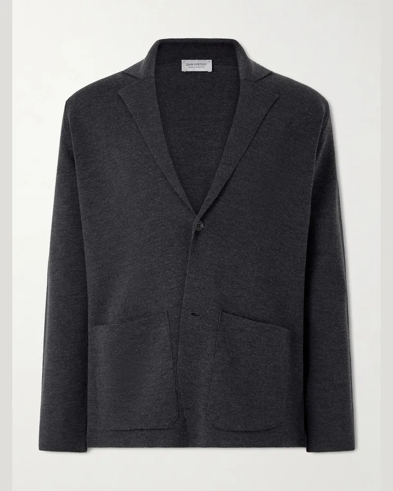 John Smedley Narah 2 Merino Wool Blazer Gray