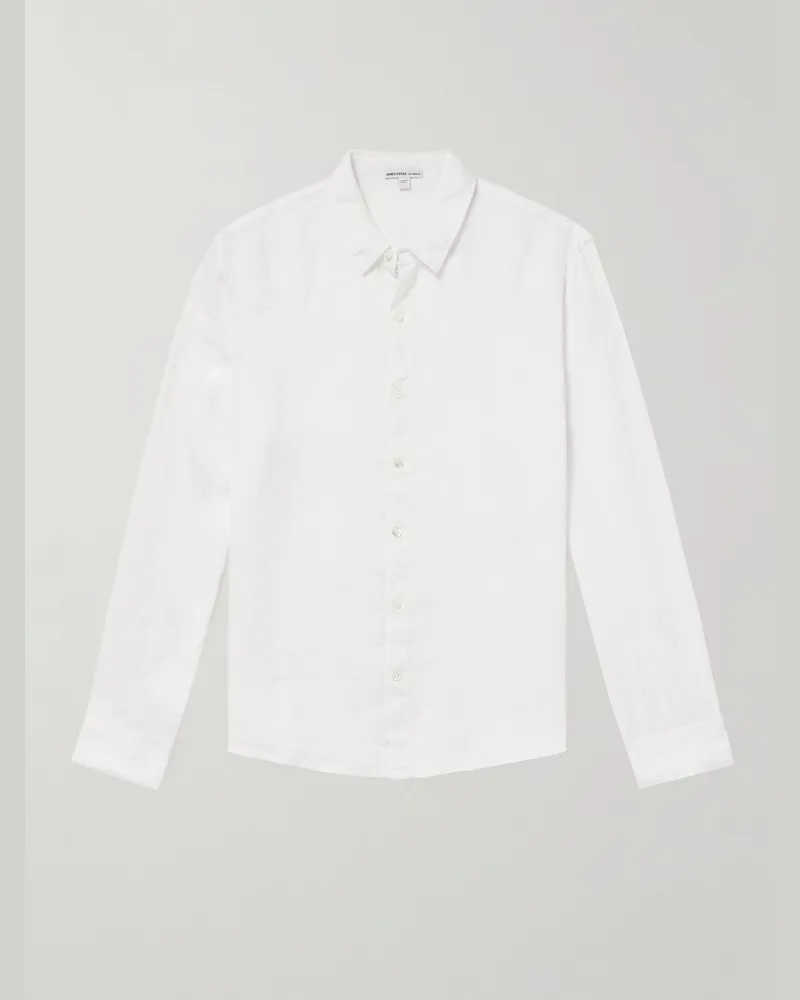 James Perse Hemd aus Leinen in Stückfärbung Weiß