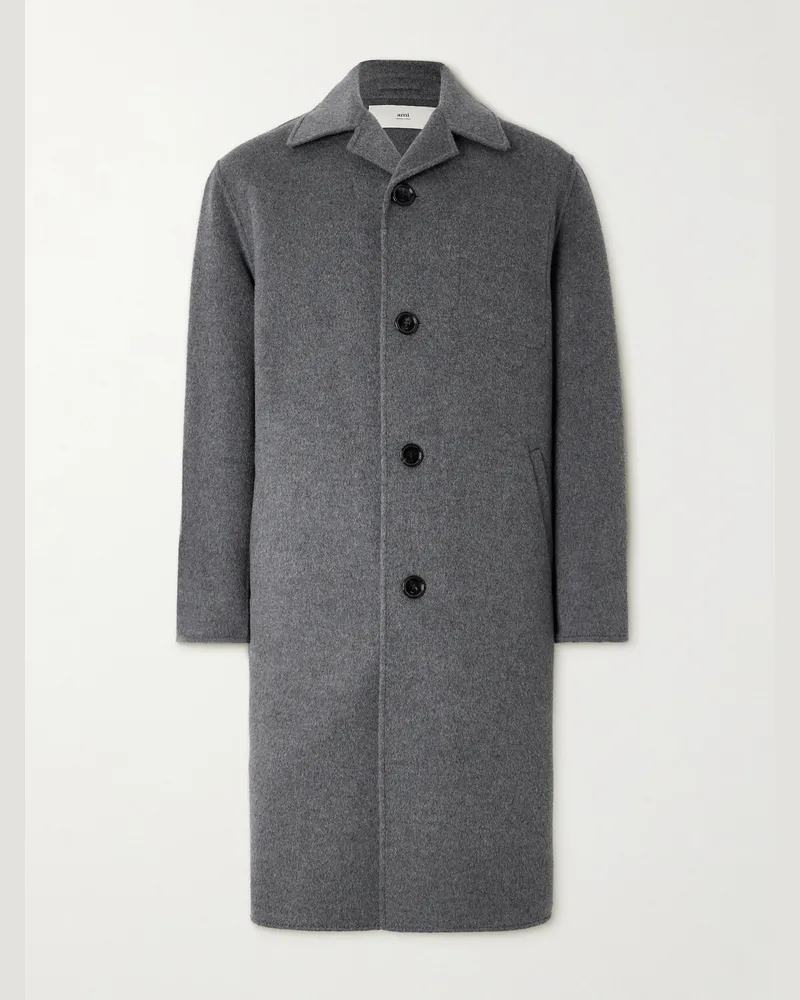 AMI Paris Wool and Cashmere-Blend Coat Gray