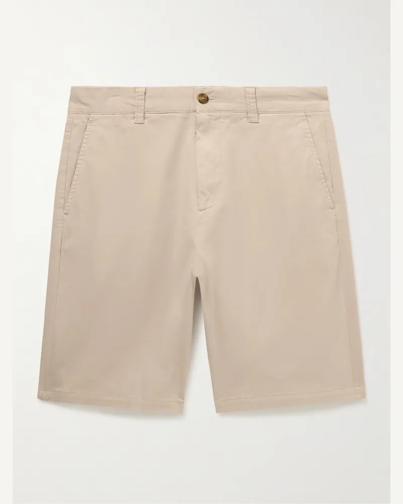 NN 07 Crown 1090 Straight-Leg Organic Cotton-Blend Twill Shorts Neutrals