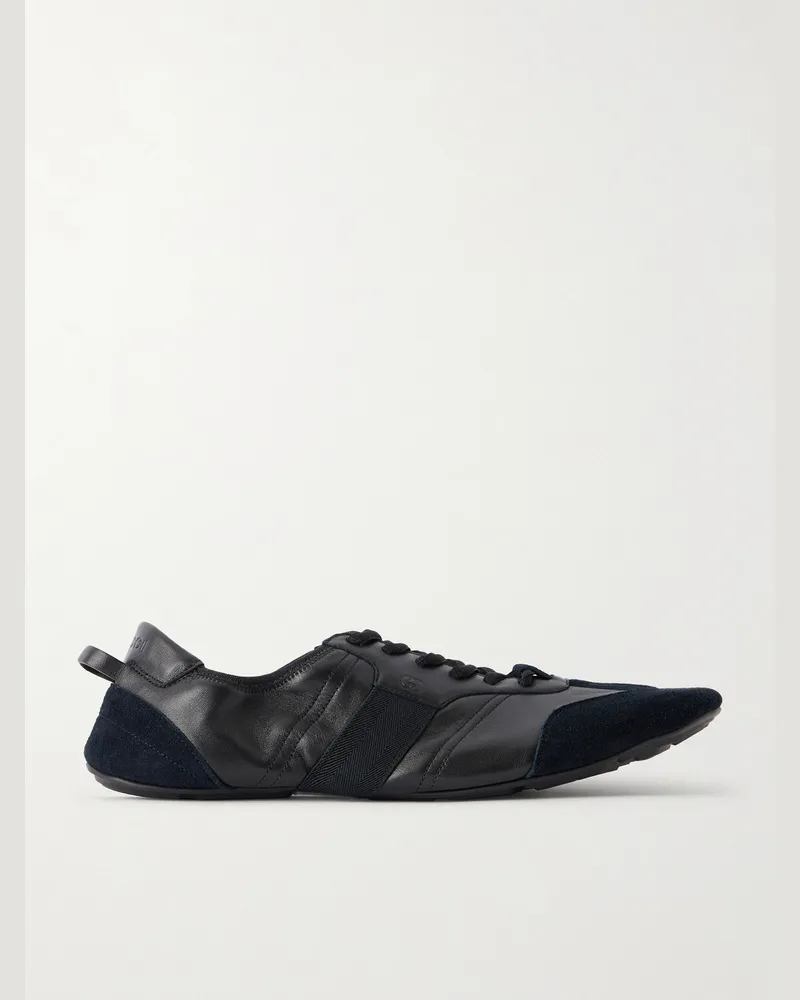 Gucci Flex Suede-Trimmed Leather Sneakers Black
