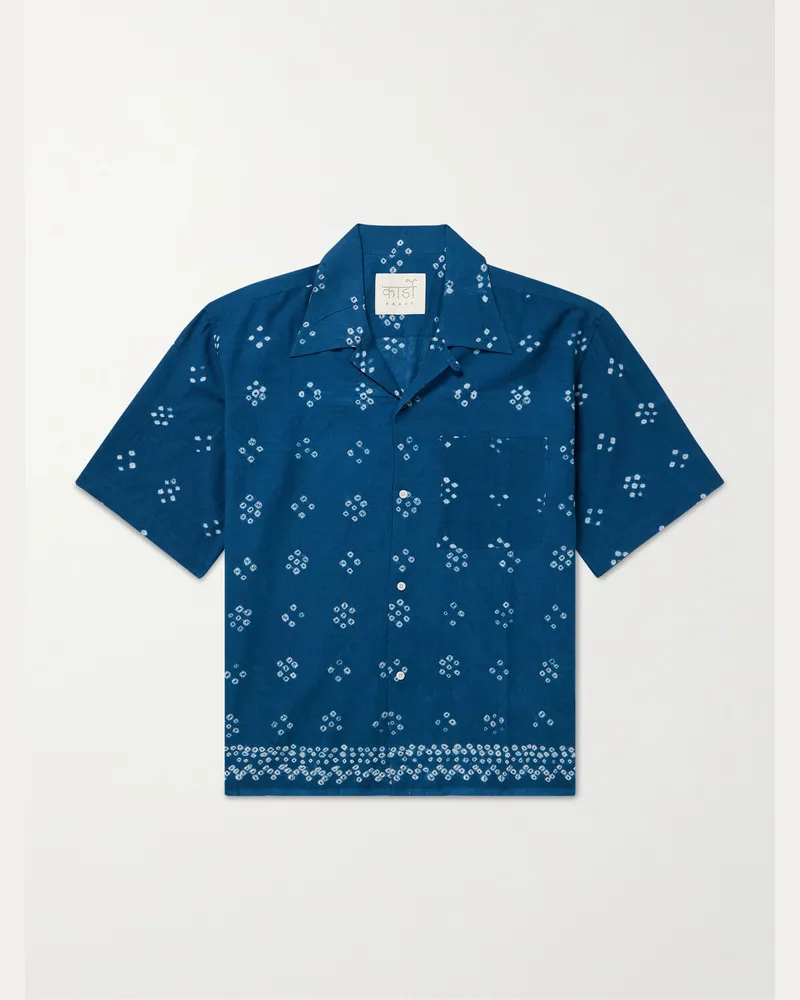 KARDO Rohit Hemd aus Baumwolle mit Print und wandelbarem Kragen Blau