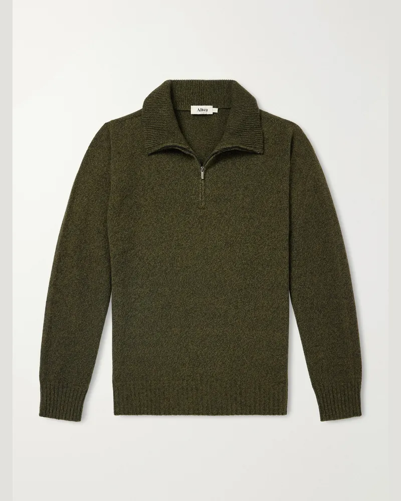 Altea Wool and Cashmere-Blend Half-Zip Sweater Green