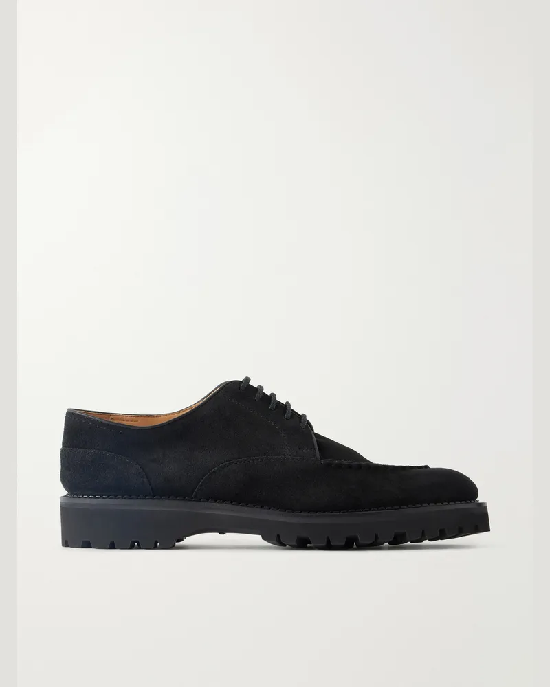 John Lobb Land Suede Derby Shoes Black