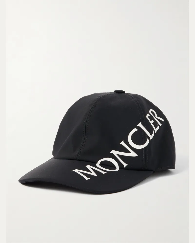 Moncler Logo-Print Shell Baseball Cap Black