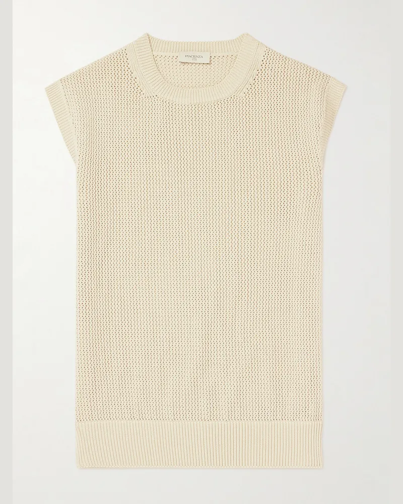 PIACENZA 1733 Crochet-Knit Cotton Sweater Vest Neutrals