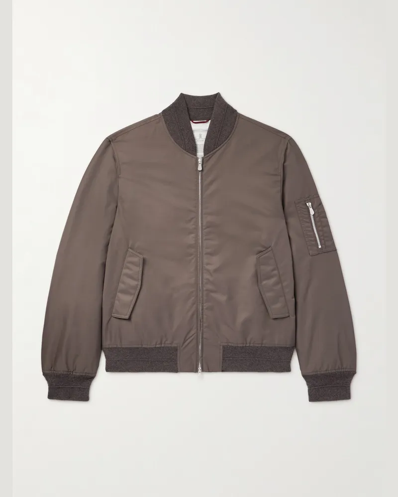 Brunello Cucinelli Bomberjacke aus wattiertem Nylon Braun