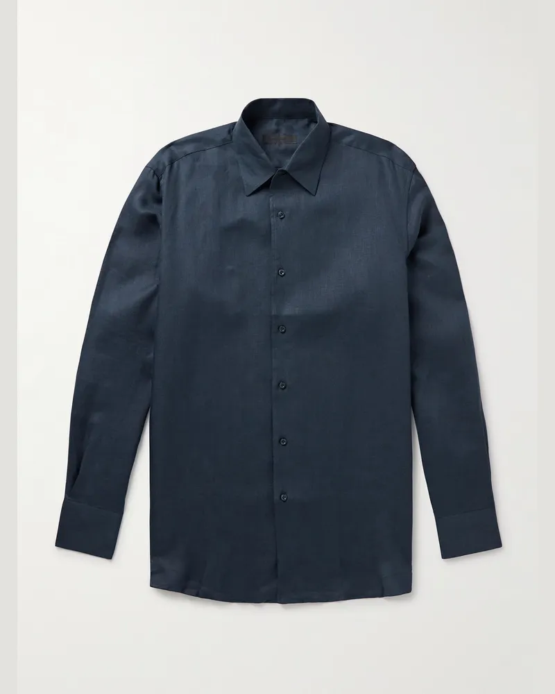 SAMAN AMEL Hemd aus Leinen Blau