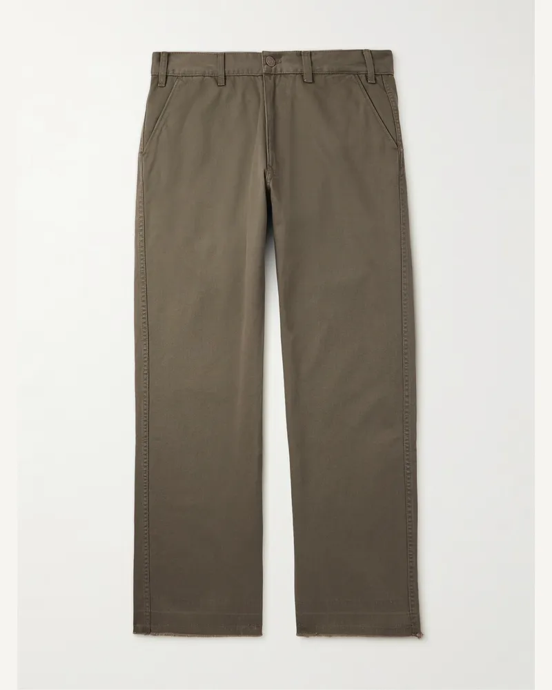 Celine Gerade geschnittene Chino aus Baumwoll-Twill in Distressed-Optik Grün
