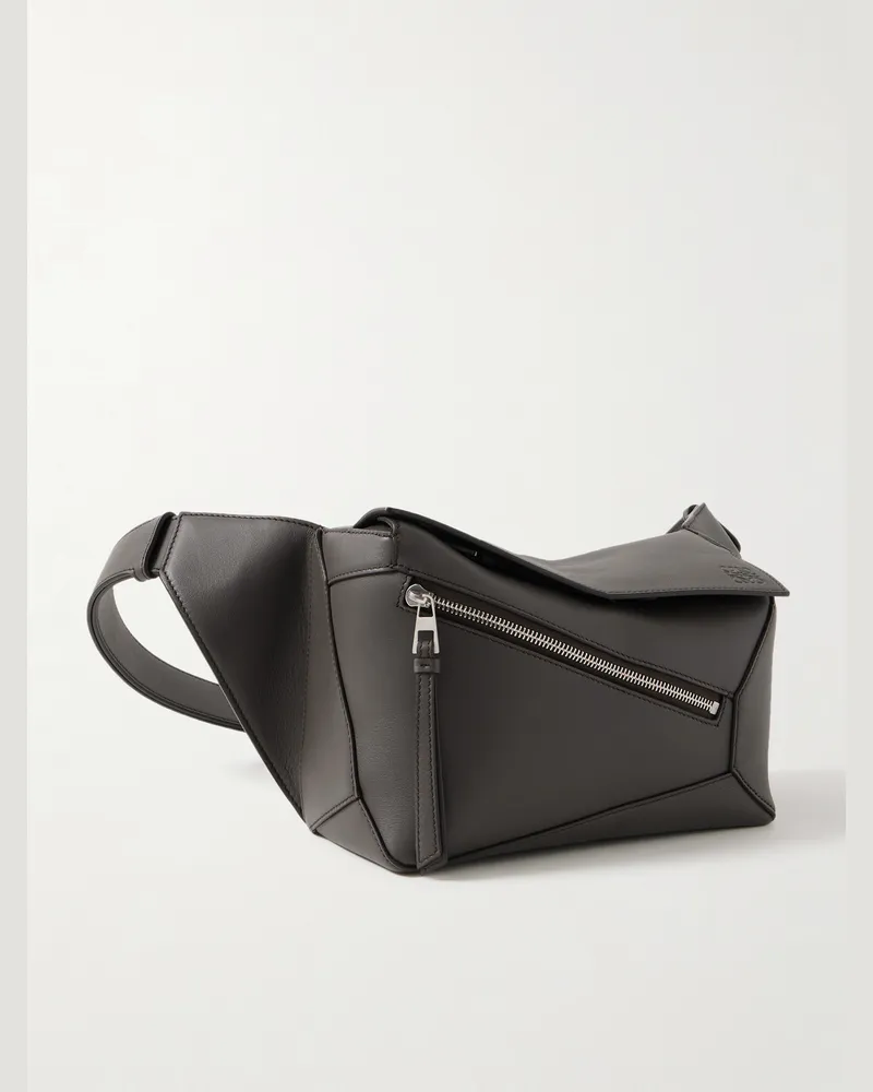 Loewe Puzzle Edge kleine Gürteltasche aus Leder Grau