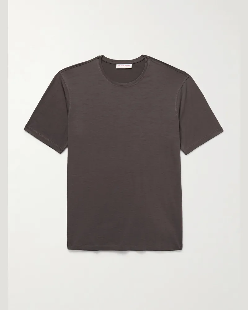 Orlebar Brown OB-T schmal geschnittenes T-Shirt aus Merinowoll-Jersey Braun