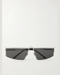 Saint Laurent New Wave silberfarbene Sonnenbrille mit rechteckigem Rahmen Silber