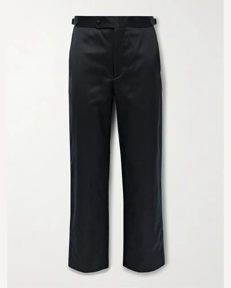 BODE Major League gerade geschnittene Hose aus Satin mit Streifen Blau