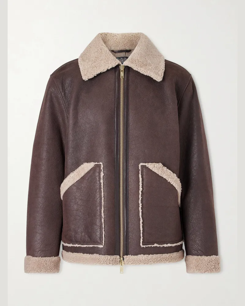 Baracuta Shearling Aviator Jacket Brown
