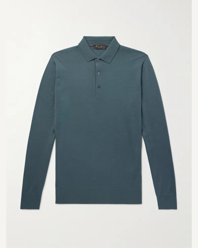 Loro Piana Pullover aus Wish®-Wolle mit Polokragen Blau