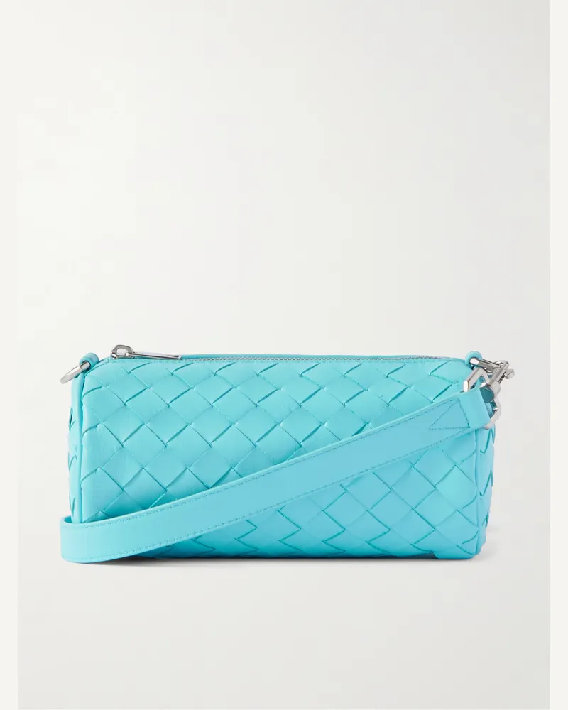 Bottega Veneta Intrecciato Barrel Beutel aus Leder Blau