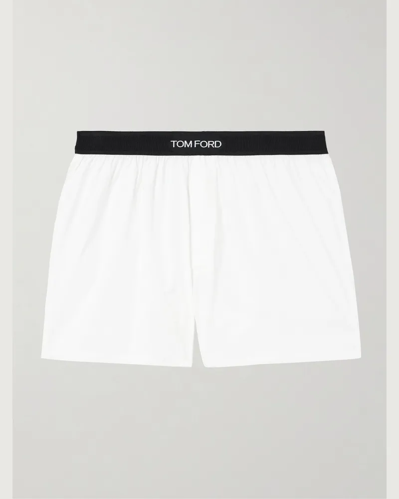 Tom Ford Stretch-Cotton Boxer Shorts White