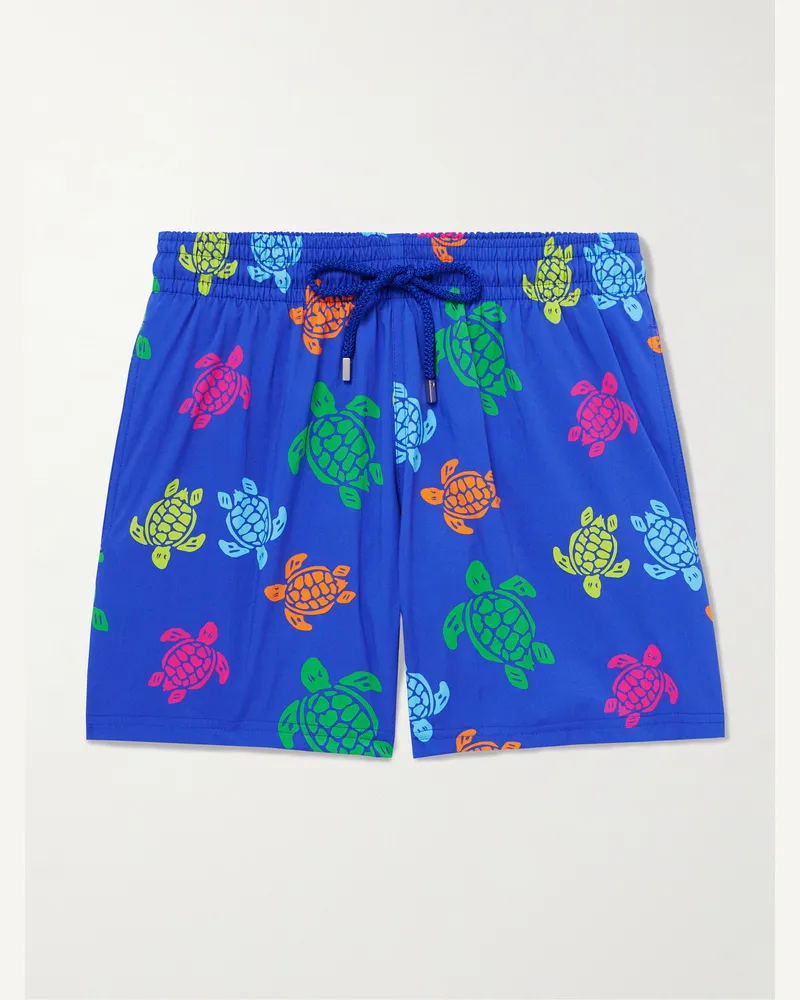 Vilebrequin Moonrise gerade geschnittene mittellange Badeshorts mit Print Blau