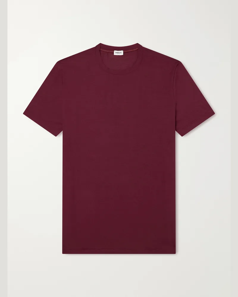 Zimmerli Pureness Stretch-Micro Modal T-Shirt Burgundy