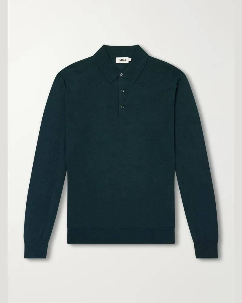 Altea Wool, Silk and Cashmere-Blend Polo Sweater Green