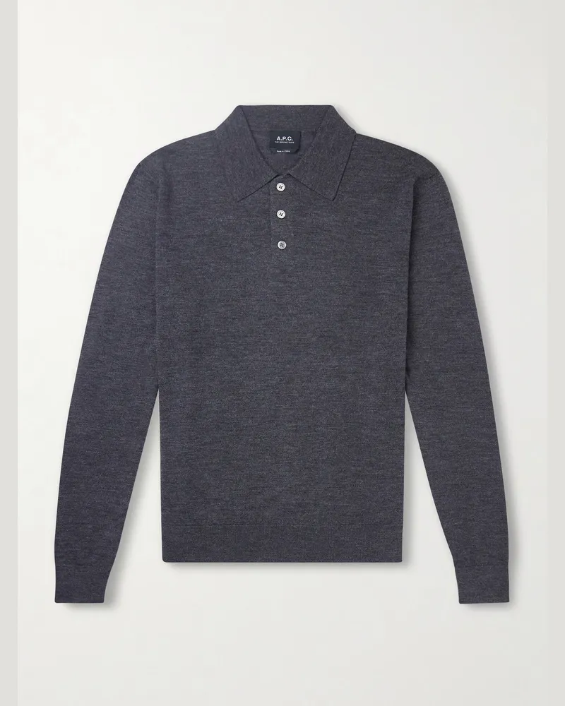A.P.C. Pullover aus Wolle mit Polokragen Grau