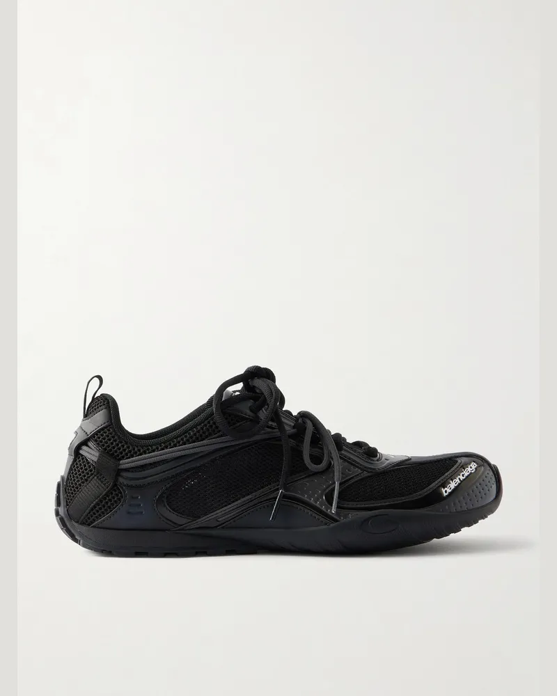 Balenciaga Radar Leather-Trimmed Mesh Sneakers Black