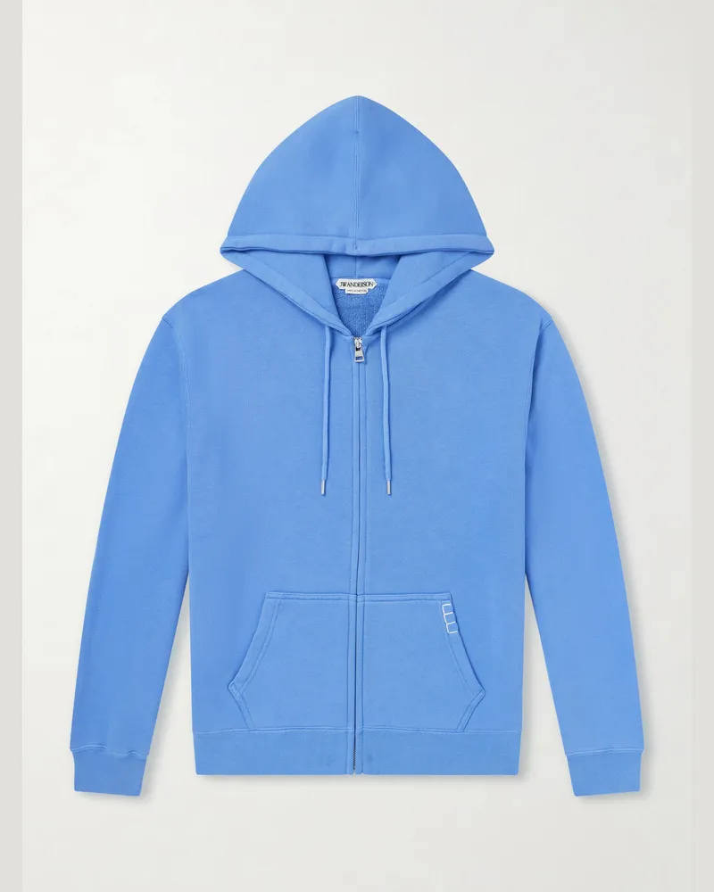 J.W.Anderson Cotton-Jersey Zip-Up Hoodie Blue