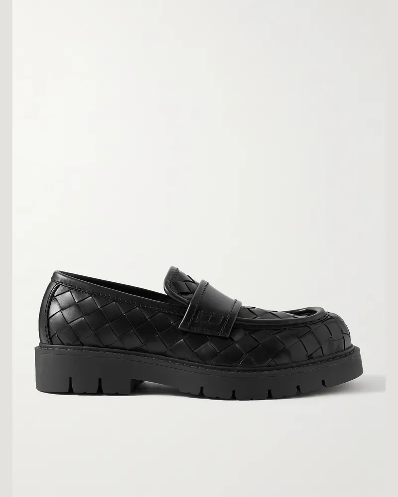 Bottega Veneta Haddock Intrecciato Leather Loafers Black