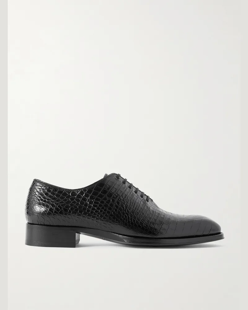 Tom Ford Elkan Oxford-Schuhe aus Leder mit Krokodileffekt Schwarz